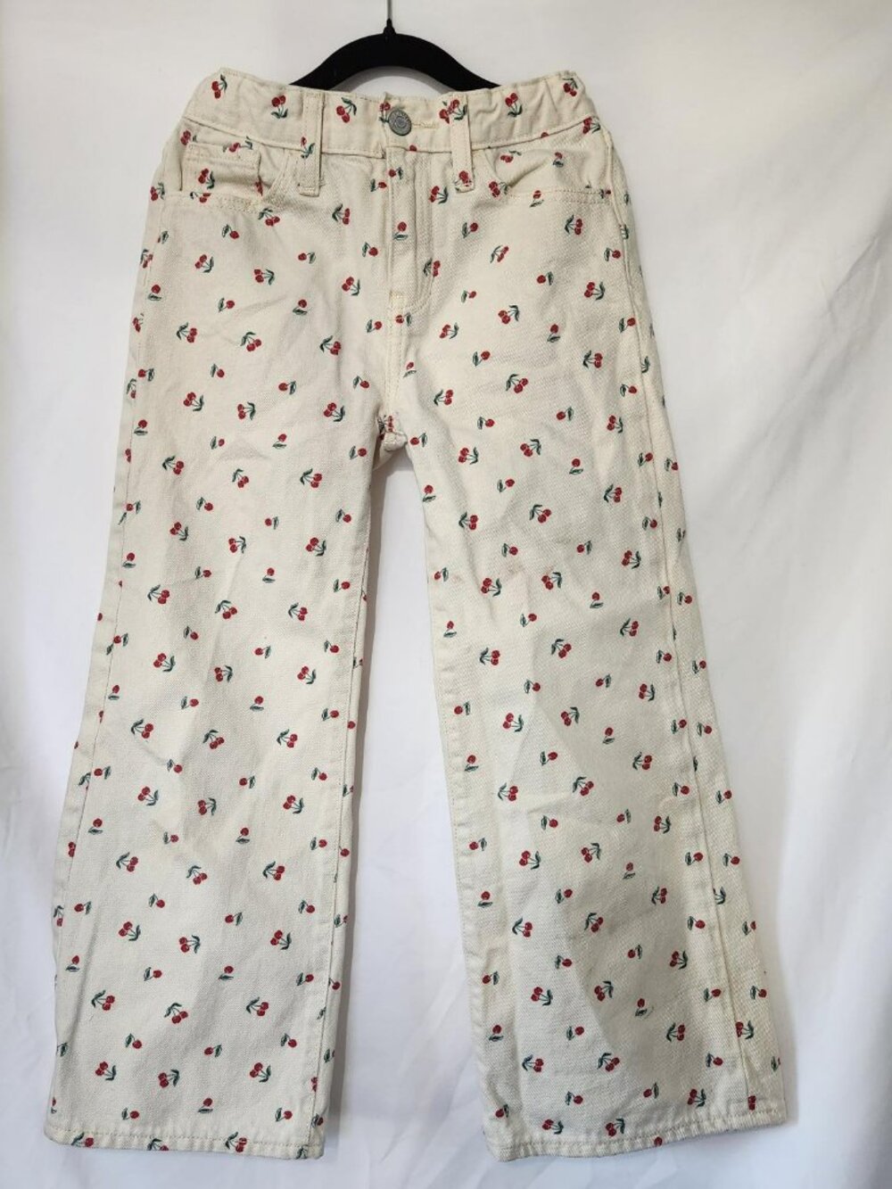 Old Navy High Rise Baggy Wide Leg Jeans Size 8 Cherry Print